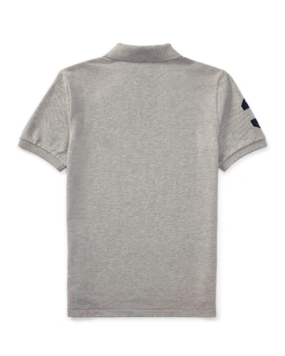 Shop Ralph Lauren Boy's Big Pony Mesh Knit Polo In Gray