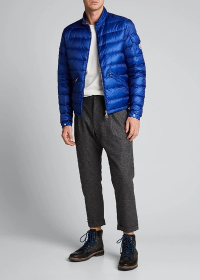 Shop Moncler Men's Agay Down Quilted Jacket In Blue