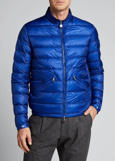 Shop Moncler Men's Agay Down Quilted Jacket In Blue