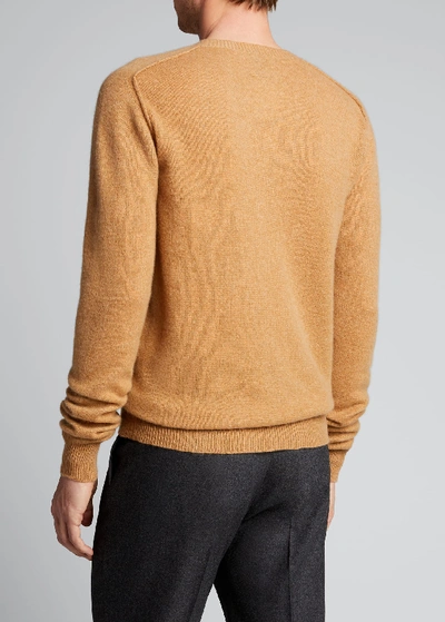 Shop Bottega Veneta Men's Core Cashmere Crewneck Sweater In Camel