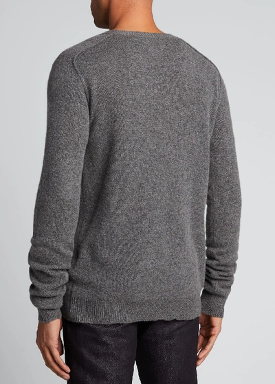Shop Bottega Veneta Men's Core Cashmere Crewneck Sweater In Gray