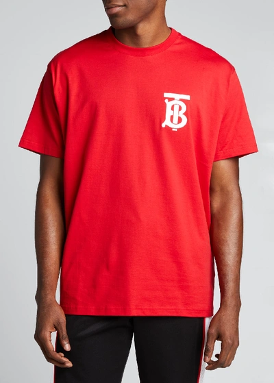 Shop Burberry Men's Emerson Tb Logo T-shirt In Red