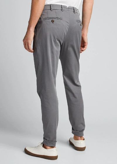 Shop Brunello Cucinelli Men's Stretch-twill Tapered Pants In Gray