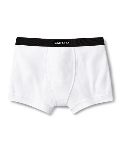 Tom Ford Logo Waistband Stretch-cotton Boxer Shorts In White