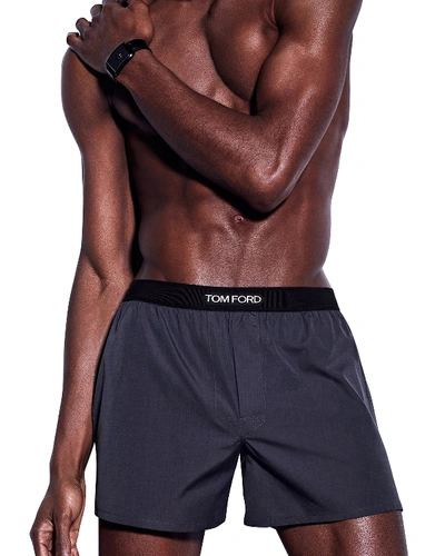 Shop Tom Ford Men's Logo-band Boxers In Charcoal