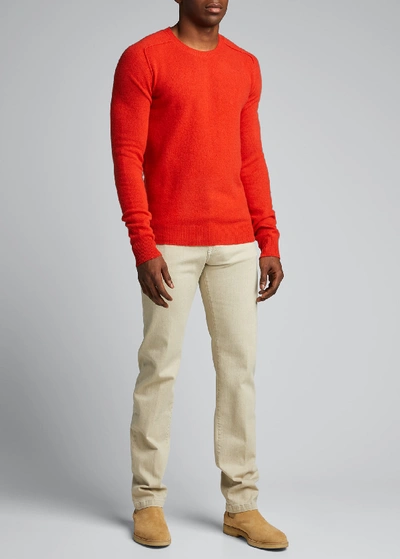 Shop Bottega Veneta Men's Core Cashmere Crewneck Sweater In Red