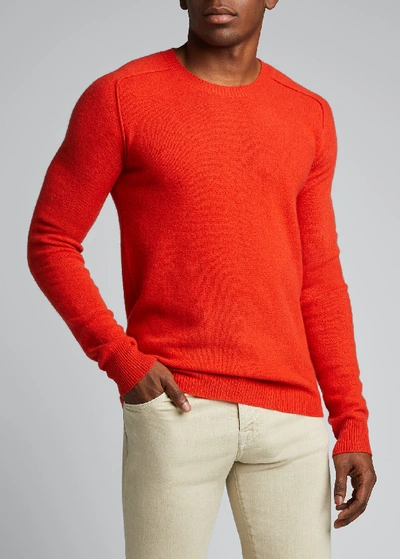 Shop Bottega Veneta Men's Core Cashmere Crewneck Sweater In Red