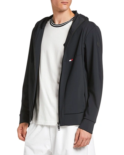 Shop Moncler Men's Folly Zip-front Hooded Knit Jacket In Black