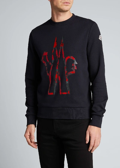 Shop Moncler Men's Logo Graphic Sweatshirt In Navy