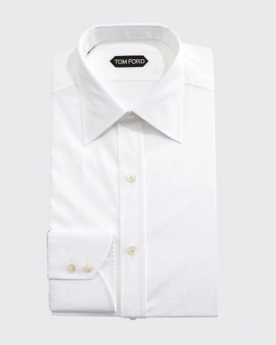 Shop Tom Ford Solid Barrel-cuff Dress Shirt, White
