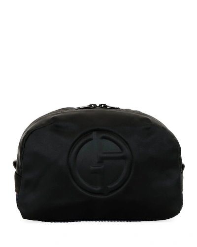 Shop Giorgio Armani Men's Logo-embossed Nylon Pouch In Black