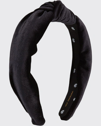 Shop Lele Sadoughi Velvet Knotted Headband In Jet