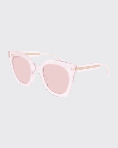 Shop Gucci Colorblock Acetate Square Sunglasses In Pink