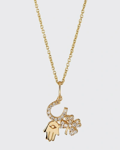 Shop Sydney Evan 14k Diamond Luck & Protection Trio Necklace In Gold