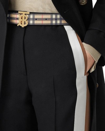 Burberry Beige E-canvas Vintage Check Monogram Belt In Brown