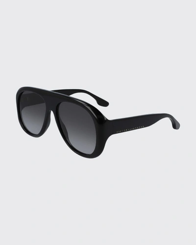 Shop Victoria Beckham Half Moon Flat Top Sunglasses In Black
