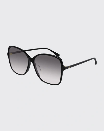 Shop Gucci Square Acetate Sunglasses In Black