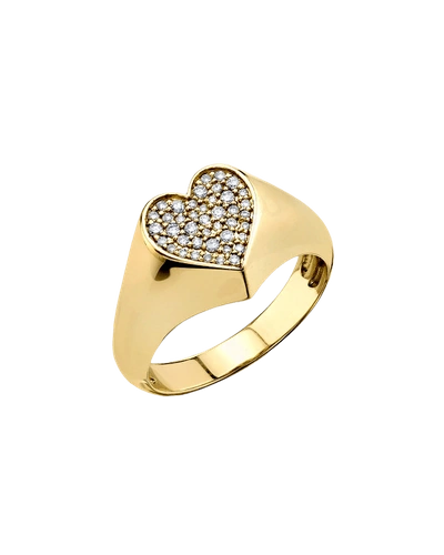 Shop Sydney Evan 14k Diamond Pave Heart Pinky Ring In Gold
