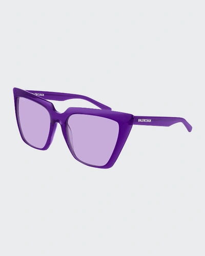 Shop Balenciaga Cat-eye Acetate Sunglasses In Violet