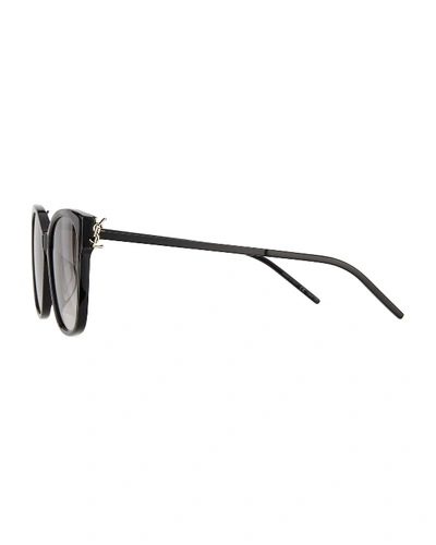 Shop Saint Laurent Square Acetate & Metal Sunglasses In Black