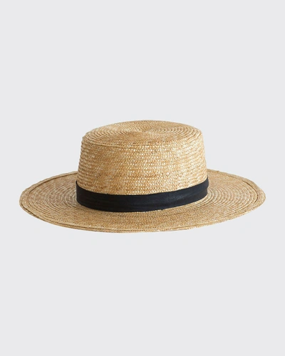 Shop Janessa Leone Klint Straw Boater Hat In Natural