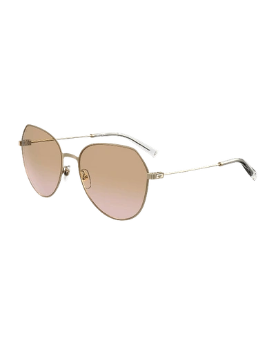 Shop Givenchy Square Stainless Steel Sunglasses In Pink/gold