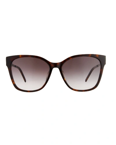 Saint Laurent Square Acetate & Metal Sunglasses In Havana