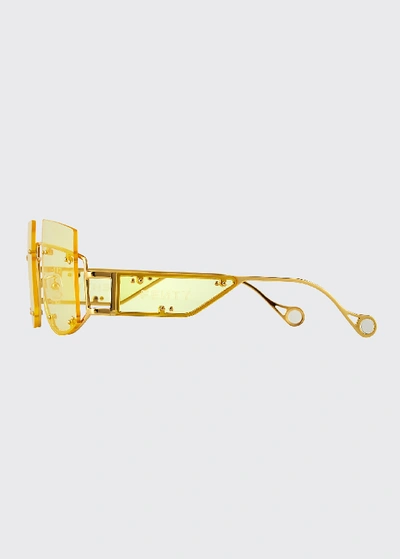 Shop Fenty Antisocial Semi-rimless Square Metal Sunglasses In Gold