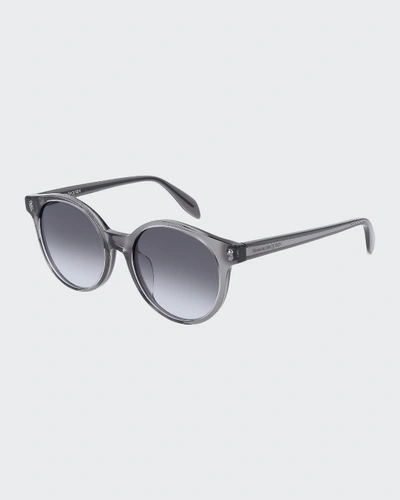 Shop Alexander Mcqueen Round Acetate Sunglasses In Gray