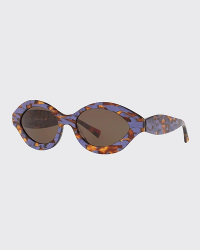 Shop Alain Mikli Acetate Oval Sunglasses In Violet