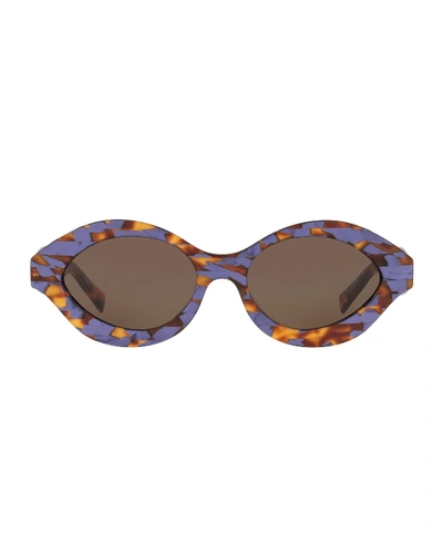 Shop Alain Mikli Acetate Oval Sunglasses In Violet