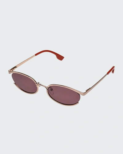 Shop Le Specs Tres Solo Oval Sunglasses In Rose Gold
