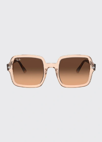 Shop Ray Ban Square Acetate Sunglasses In Peach