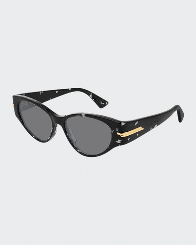 Shop Bottega Veneta Acetate Cat-eye Sunglasses In Black Pattern