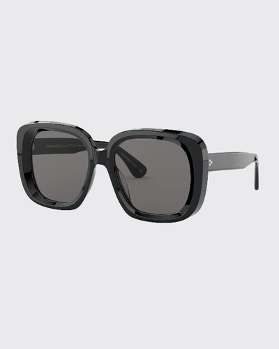 Shop Oliver Peoples Nella Square Acetate Sunglasses In Black