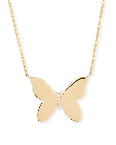 Shop Sydney Evan 14k Plain Butterfly Necklace W/ Diamonds In Gold
