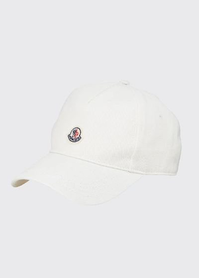 Shop Moncler Logo Baseball Cap In Ivory