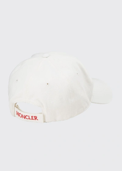 Shop Moncler Logo Baseball Cap In Ivory