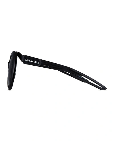 Shop Balenciaga Contrast Round Gradient Sunglasses In Black