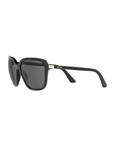 Shop Prada Square Acetate Sunglasses In Black