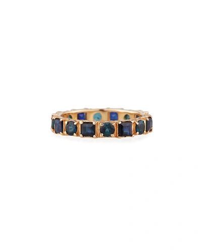 Shop Armenta 18k Rose Gold Blue Sapphire & Tourmaline Ring In Blue/green