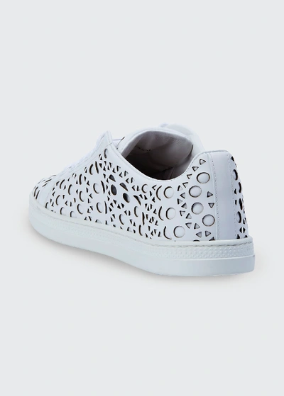 Shop Alaïa Laser-cut Leather Sneakers In White