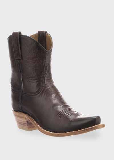 Shop Lucchese Gaby Leather Western Boots In Chocolate
