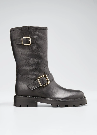 Shop Jimmy Choo Rugged Leather Biker Boots In Black