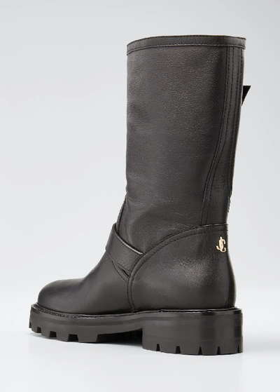 Shop Jimmy Choo Rugged Leather Biker Boots In Black