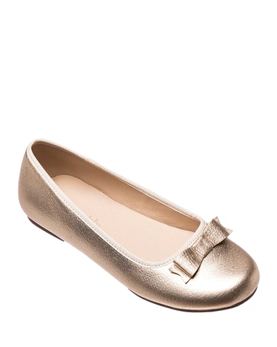 Shop Elephantito Girl's Camille Metallic Leather Flats, Toddler/kids In Gold