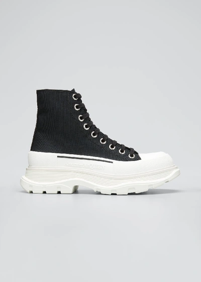 Shop Alexander Mcqueen Tread Slick Boots In Black/white