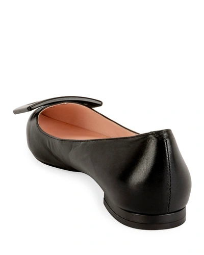 Shop Roger Vivier Gommettine Leather Ballet Flats With Tonal Buckle In Black