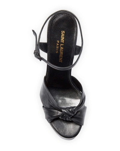 Shop Saint Laurent Bianca Node 85mm Platform Sandals In Black