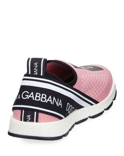 Shop Dolce & Gabbana Girl's Maglina Slip-on Knit Logo Sneakers, Kids In Multi